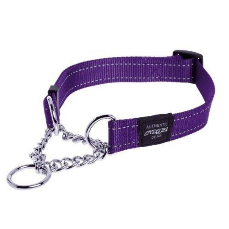 Rogz Reflective Nylon Choke Collar; Slip Show Obedience Training Gentle Choker for Medium Dogs, Purple - Image 1